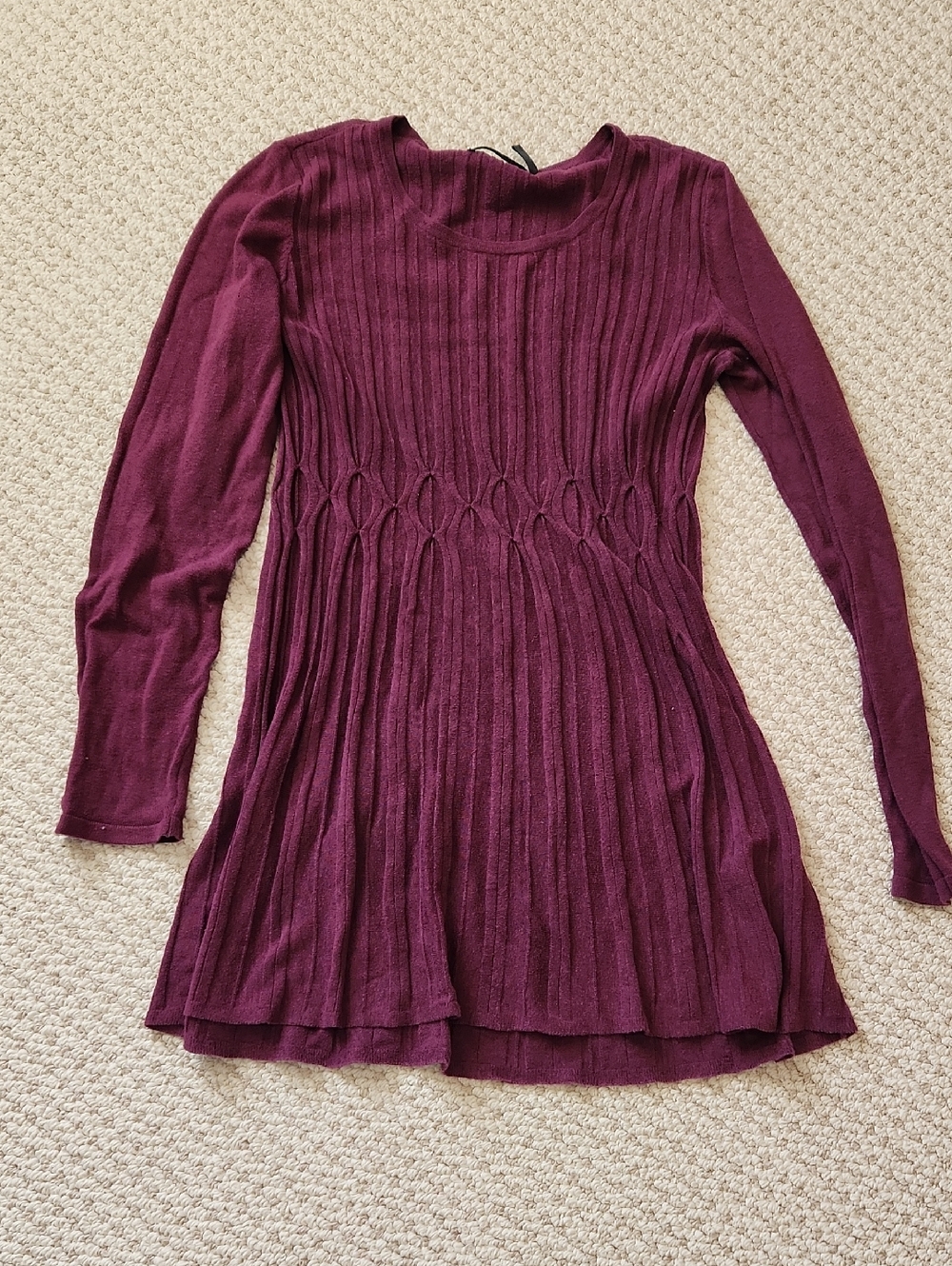 Daisy Fuentes Plum Ribbed Knit Tunic Top